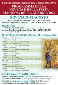 Tortona: Madonna della Guardia, il programma della Novena e della Festa 2026
